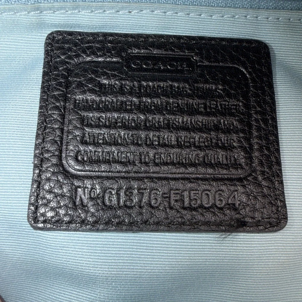 COACH Black Pebble Leather Duffle Crossbody Shoulder Purse Bag F15064 Medium-Lrg - Picture 13 of 16